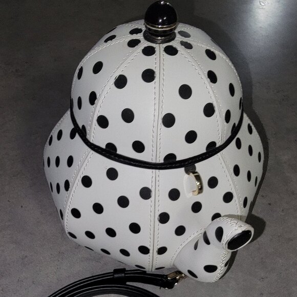 Kate Spade - Polka Dot Tea Pot Kettle Bag, Black & White - Picture 3 of 8